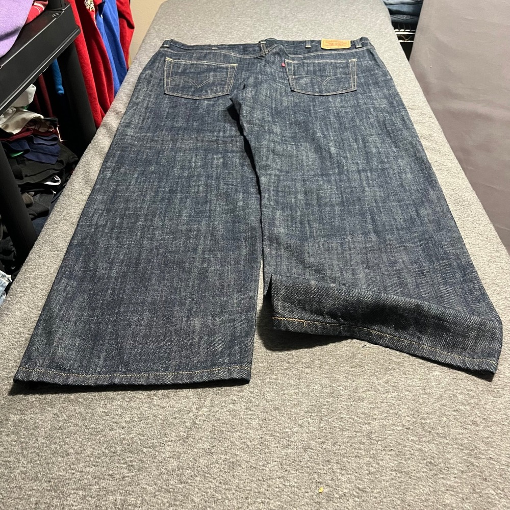Levis 569 Loose Straight Jeans Mens 44x32 Dark Wash Baggy Denim Blue Pants